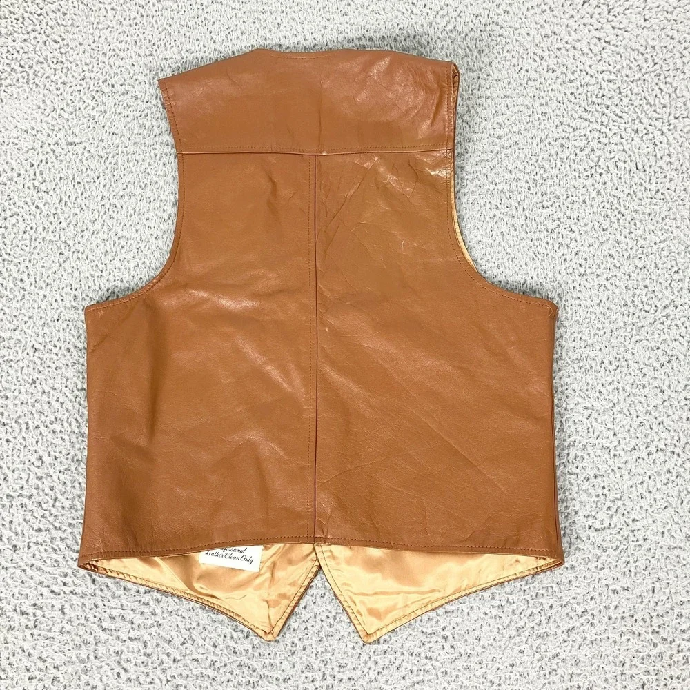 Vintage Trailmaster Vest Mens 42 Brown Leather Western‎ Cowboy 611 A 90s